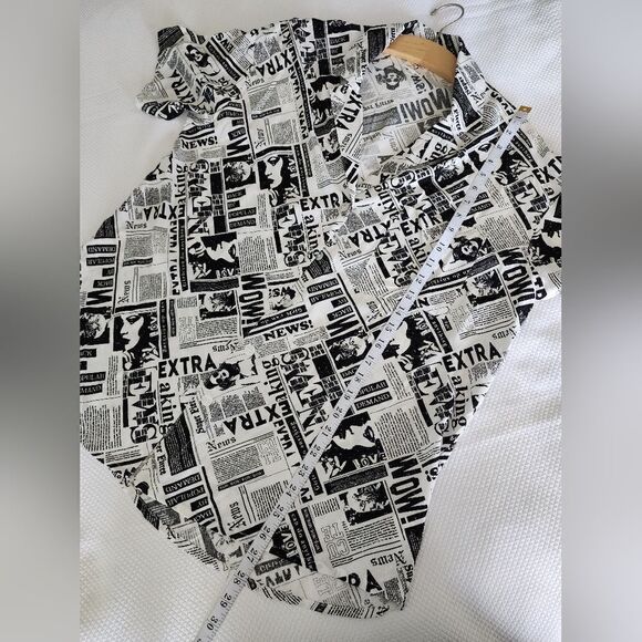 Self esteem novelty newspaper button down shirt blouse - Picture 7 of 8